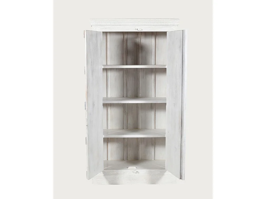 Viva - Armoire 2 portes en bois massif de manguier sculptée