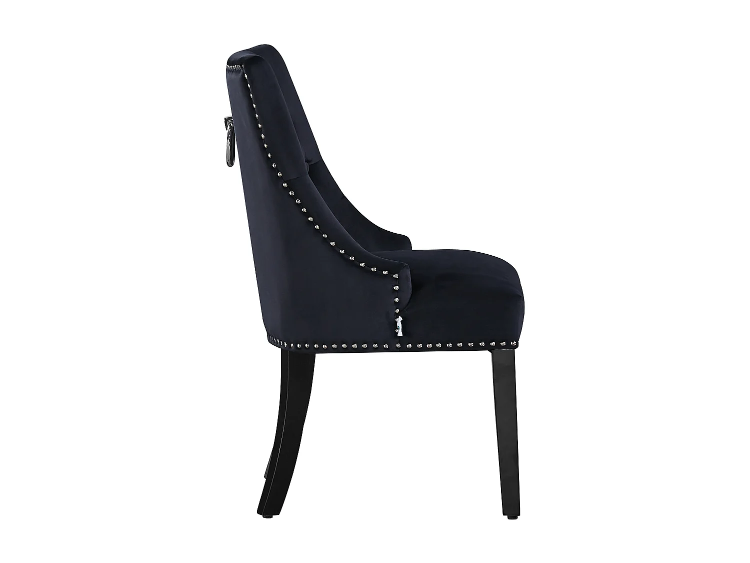 Chaise de salle à manger Windsor simple - Rembourrage en velours moelleux et pieds en bois massif robustes - Parfait pour votre salle à manger et salon - Noir