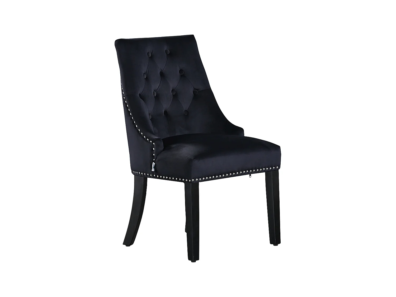 Chaise de salle à manger Windsor simple - Rembourrage en velours moelleux et pieds en bois massif robustes - Parfait pour votre salle à manger et salon - Noir