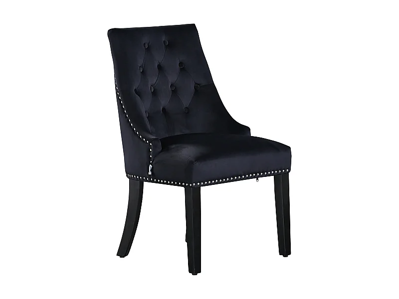 Einzelner Windsor-Esszimmerstuhl – Plüsch-Samtpolsterung und stabile Beine aus Massivholz – perfekt für Ihr Esszimmer und Wohnzimmer – Schwarz