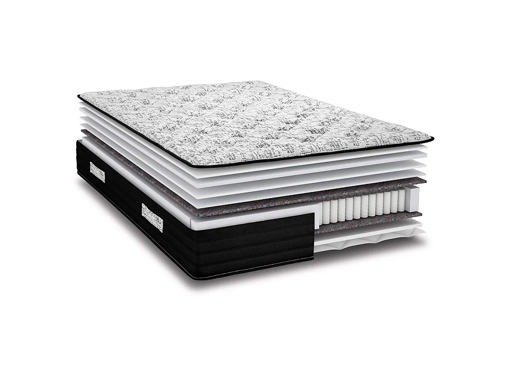 Matelas 160x200 Black Mattress - Ressorts - Hauteur 25 cm - Soutien très ferme
