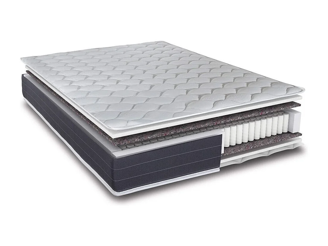 Matelas 140x190 Rhodes - Ressorts ensachés - Hauteur 24 cm - Soutien ferme