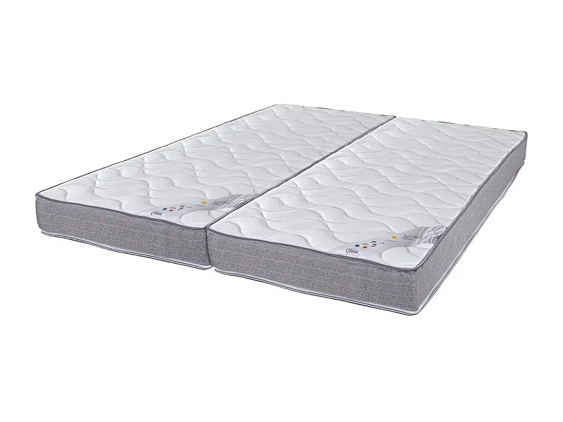 Matelas 2x90x190 Wave - Mousse - Hauteur 19 cm - 3 zones - Soutien ferme