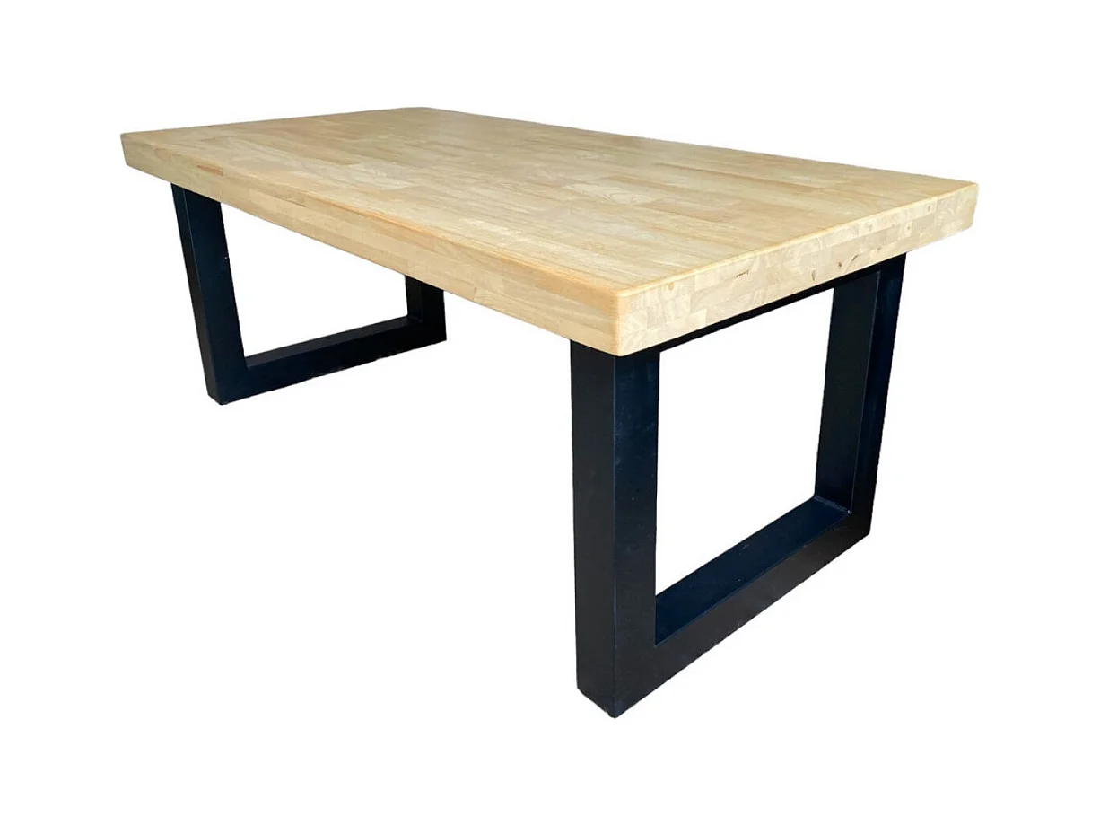 MATIKA - Table basse relevable en bois de chêne et acier noir