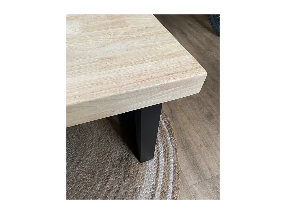 MATIKA - Table basse relevable en bois de chêne et acier noir