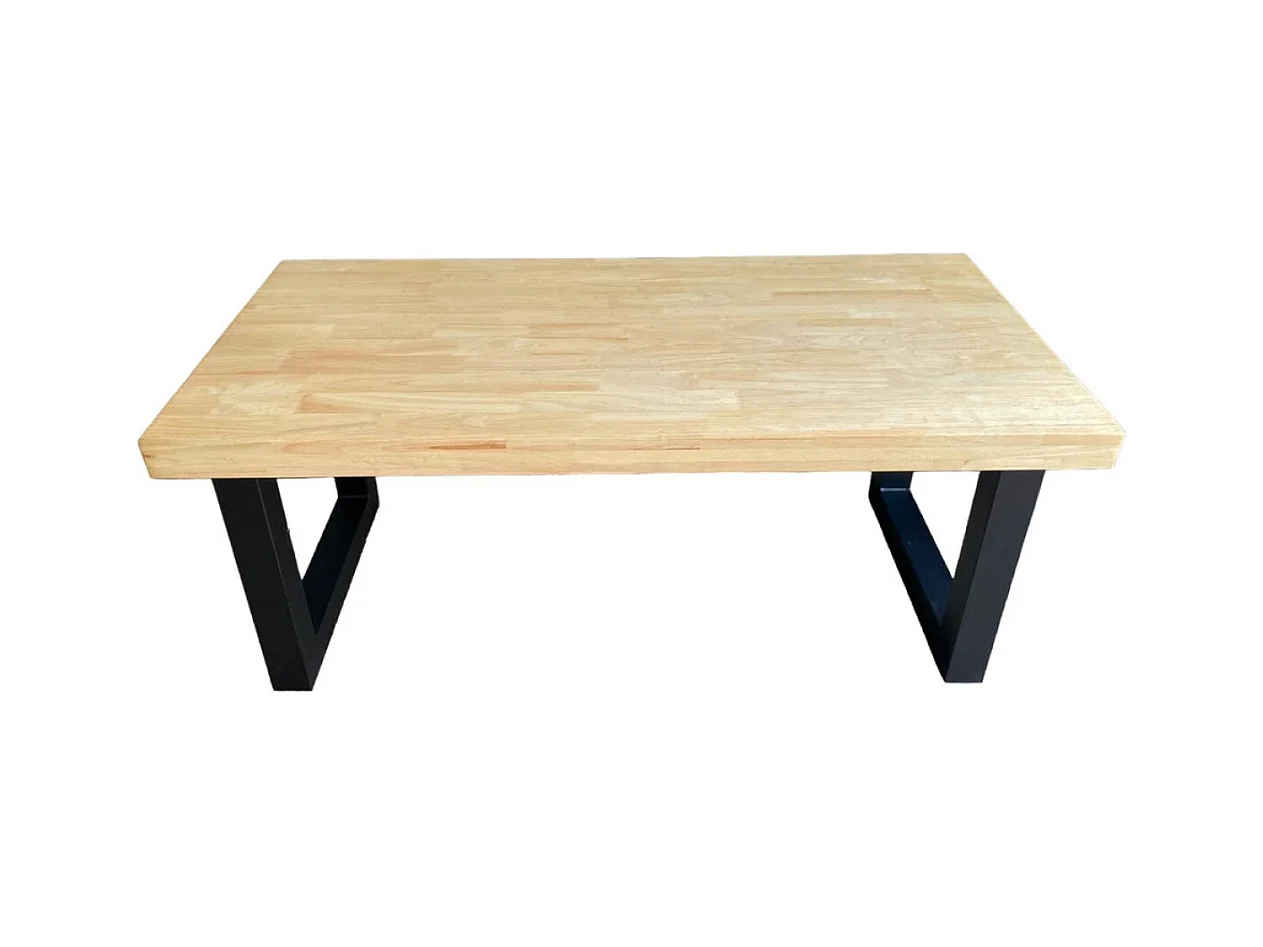 MATIKA - Table basse relevable en bois de chêne et acier noir