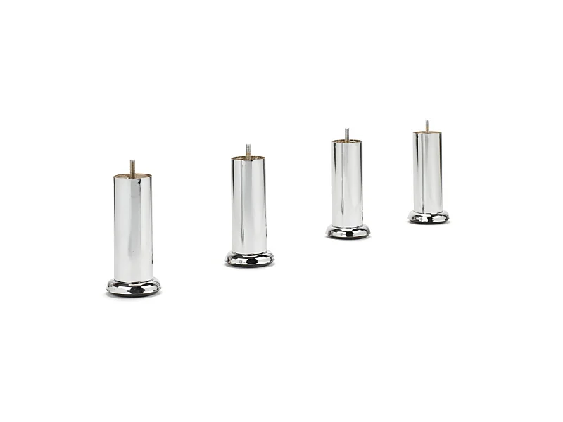 4 pieds métal chromé H 15 cm pour sommier tapissier