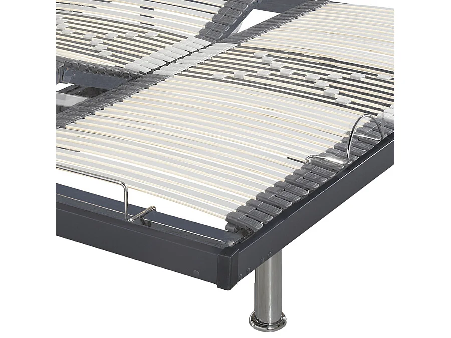 Sommier électrique S50 -Lattes bois -Réglage fermeté zone lombaires -2x70x190 -Gris