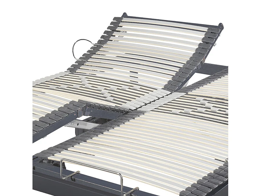 Sommier électrique S50 -Lattes bois -Réglage fermeté zone lombaires -2x70x190 -Gris