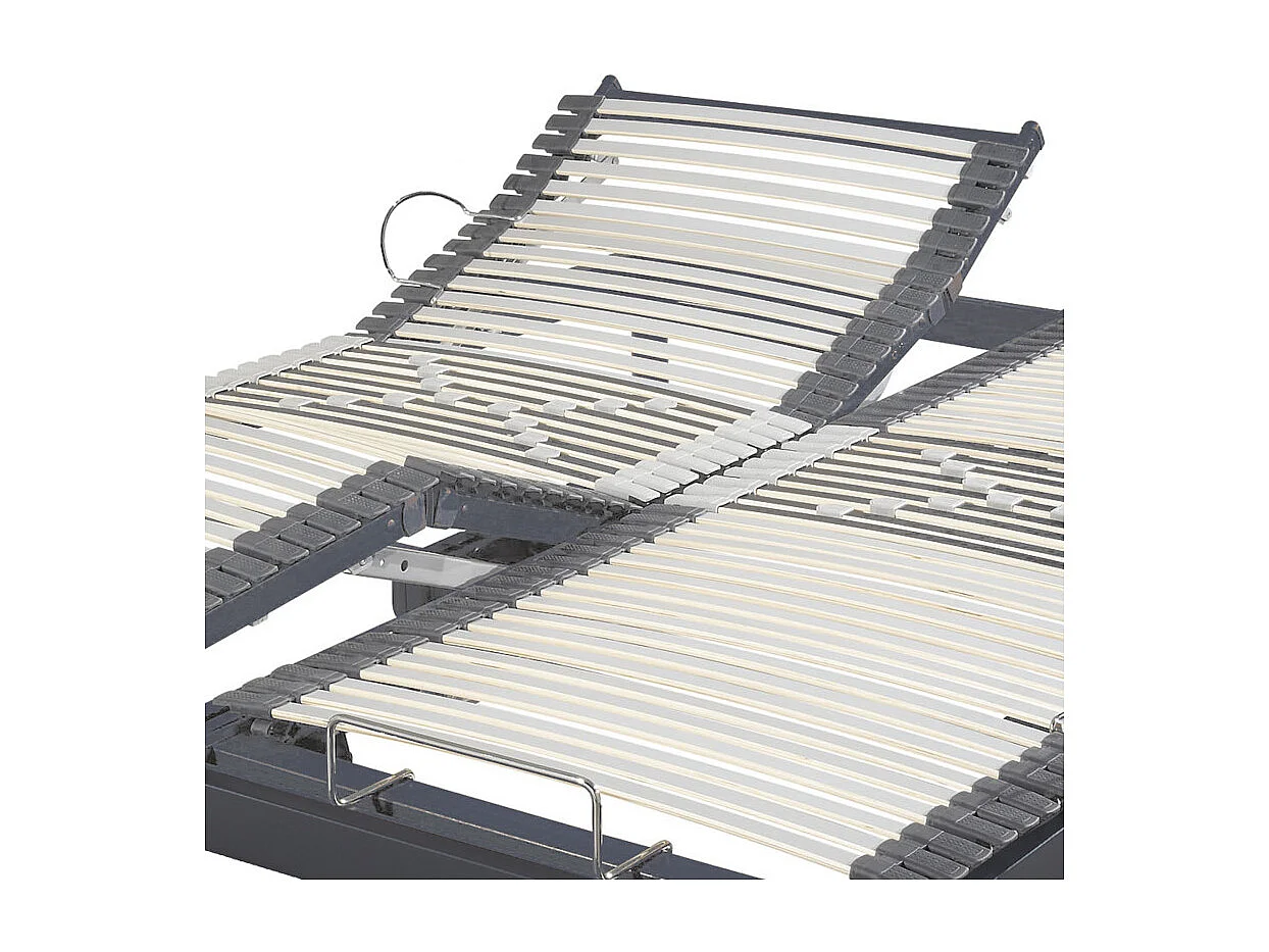 Sommier électrique S50 -Lattes bois -Réglage fermeté zone lombaires -2x70x190 -Gris