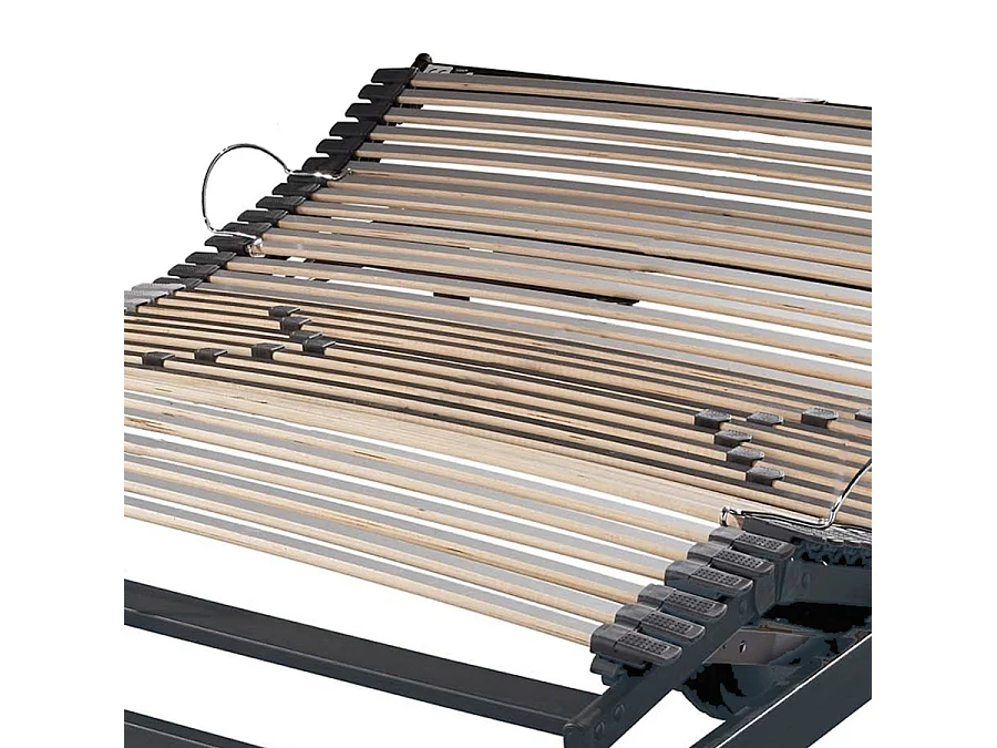 Sommier électrique S50 Mono-Lattes bois-Réglage fermeté zone lombaires-120x190-Gris