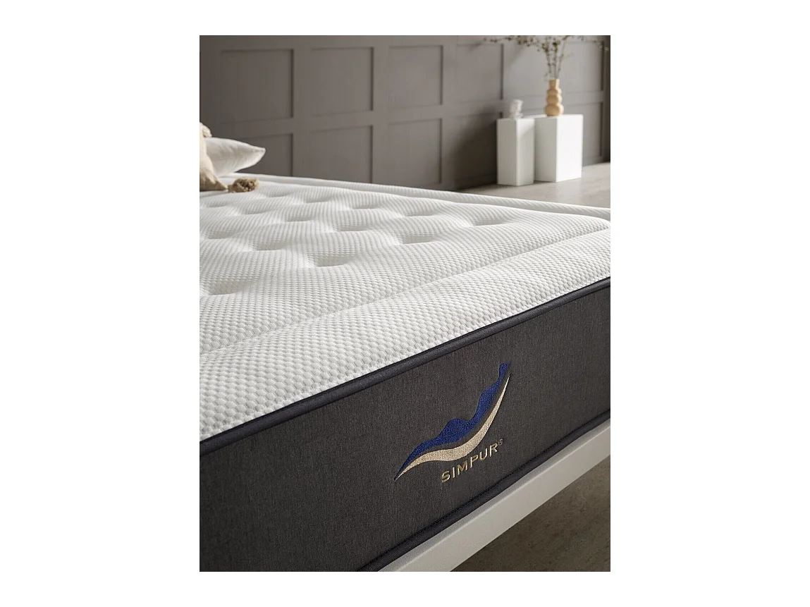 Matelas 135x200 mousse a mémoire de forme SIMPUR EXCLUSIVE SPORT | épaisseur +/- 30 cm | avec visco hr haute densité | soutien semi-ferme