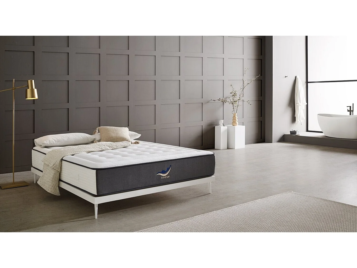 Matelas 200x200 ressorts ensachés SIMPUR EXCLUSIVE SPORT | épaisseur +/- 30 cm | avec mousse hr haute densité | soutien semi-ferme