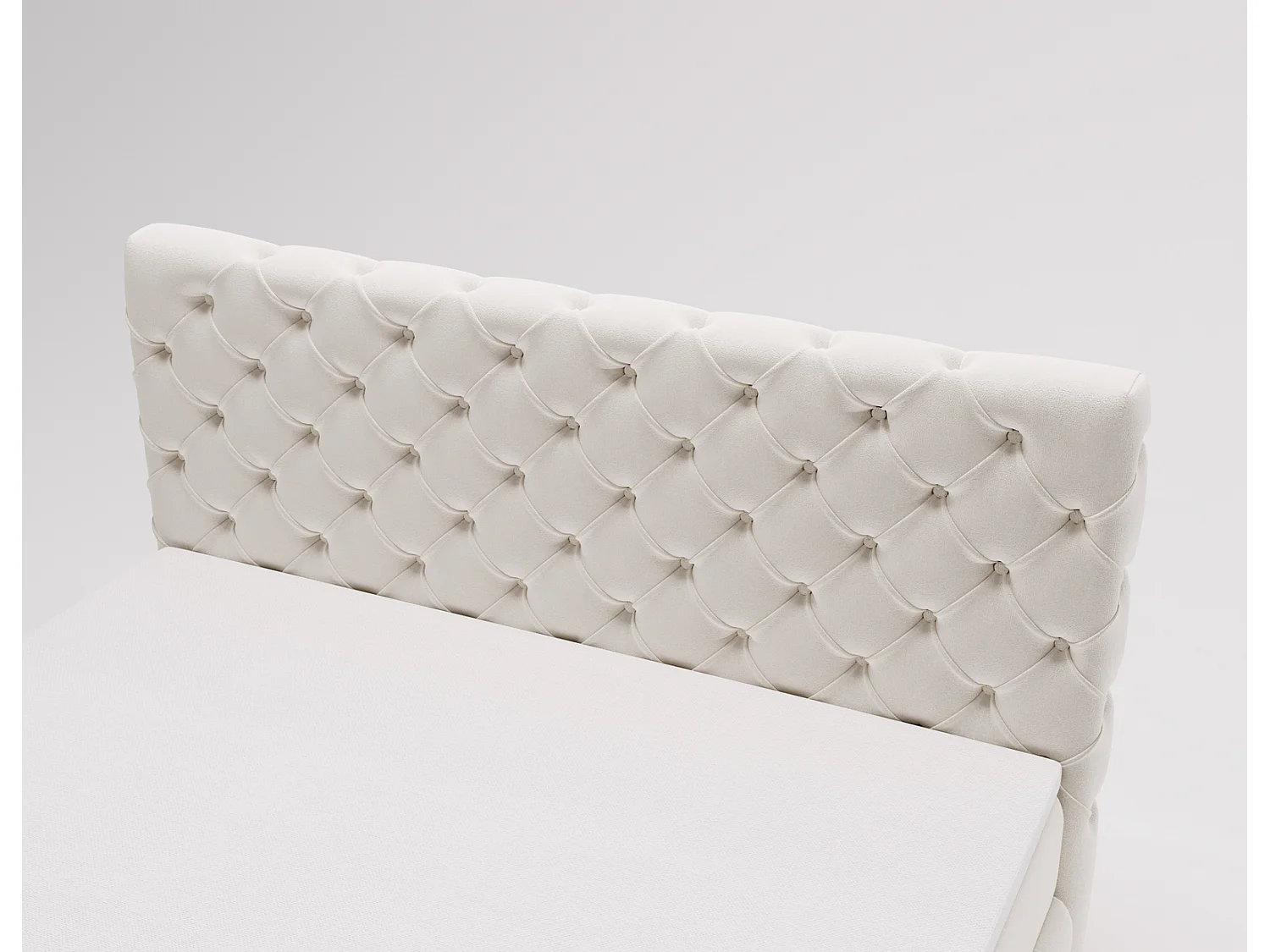 Lit 180x200 avec Rangement Royal - Matelas Ressorts ensachés, Surmatelas - Lit Crème (Royal Velvet 1)