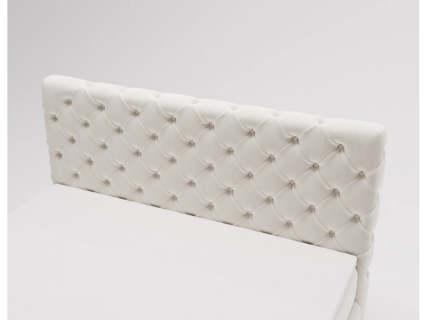 Lit 180x200 avec Rangement Royal - Matelas Ressorts ensachés, Surmatelas - Lit Crème (Royal Velvet 1)