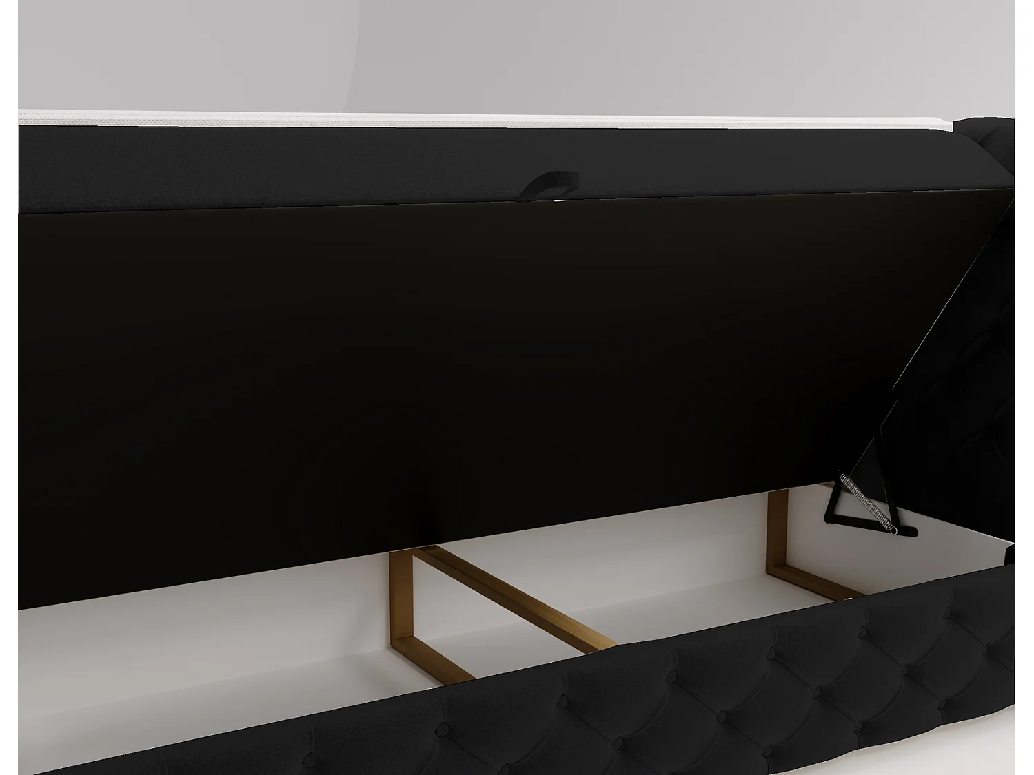 Gestoffeerd bed met matras 160x200 Royal - bed 160x200 met opbergruimte, topper, zwart (Royal Velvet 22)