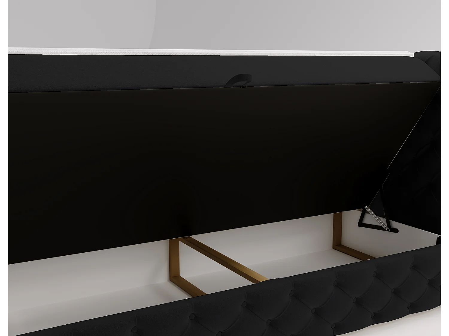 Gestoffeerd bed met matras 160x200 Royal - bed 160x200 met opbergruimte, topper, zwart (Royal Velvet 22)