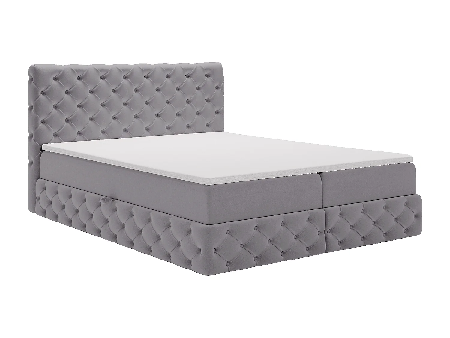 Lit 160x200 avec Rangement Royal - Matelas Ressorts ensachés, Surmatelas - Lit Gris (Royal Velvet 20)
