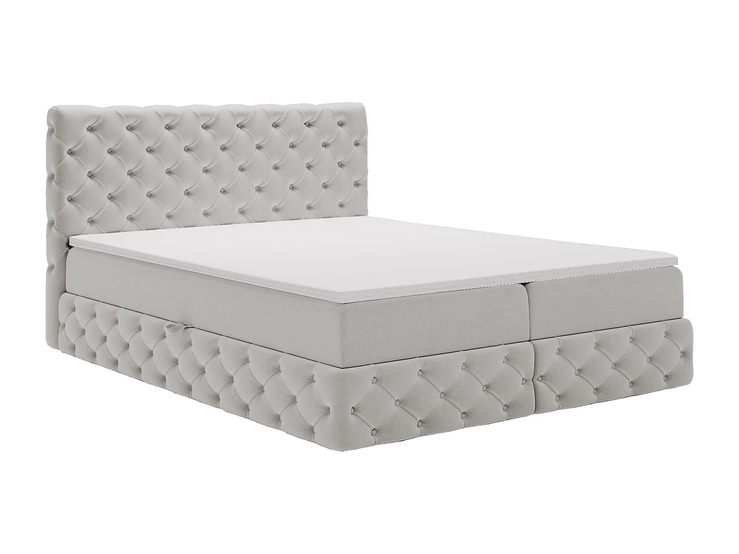 Lit 140x200 avec Rangement Royal - Matelas Ressorts ensachés, Surmatelas - Lit Gris clair (Royal Velvet 17)