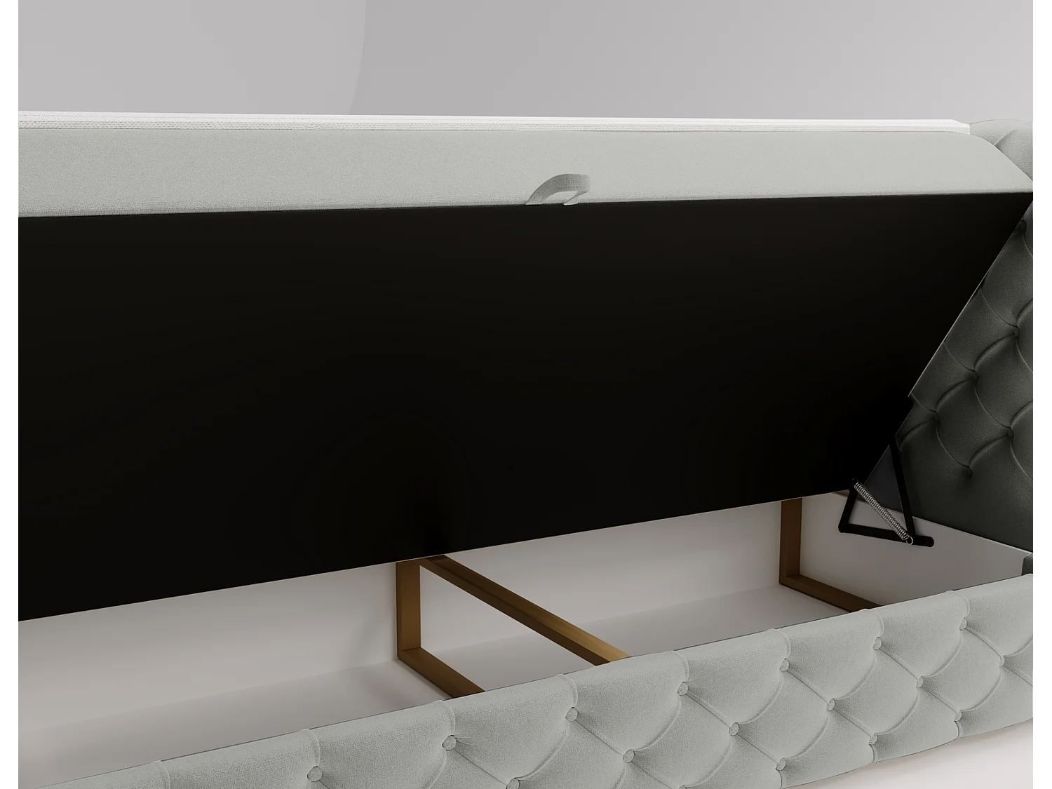 Gestoffeerd bed met matras 140x200 Royal - bed 140x200 met opbergruimte, topper, lichtgrijs (Royal Velvet 17)