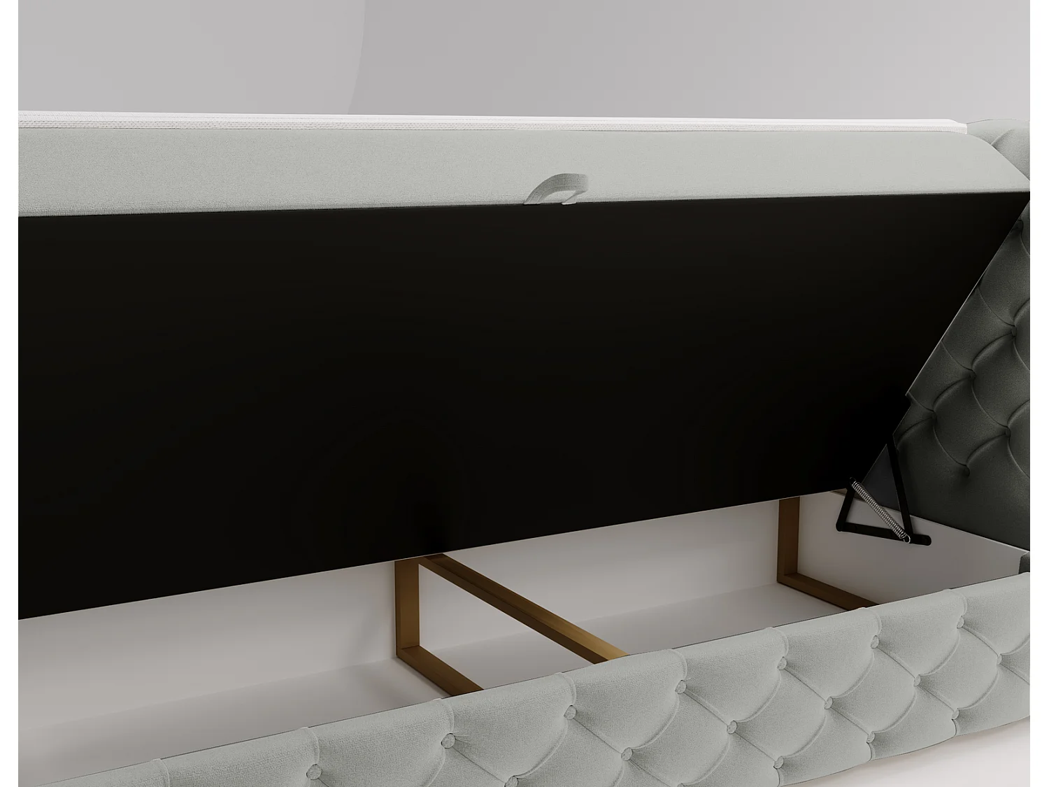 Lit 160x200 avec Rangement Royal - Matelas Ressorts ensachés, Surmatelas - Lit Gris clair (Royal Velvet 17)