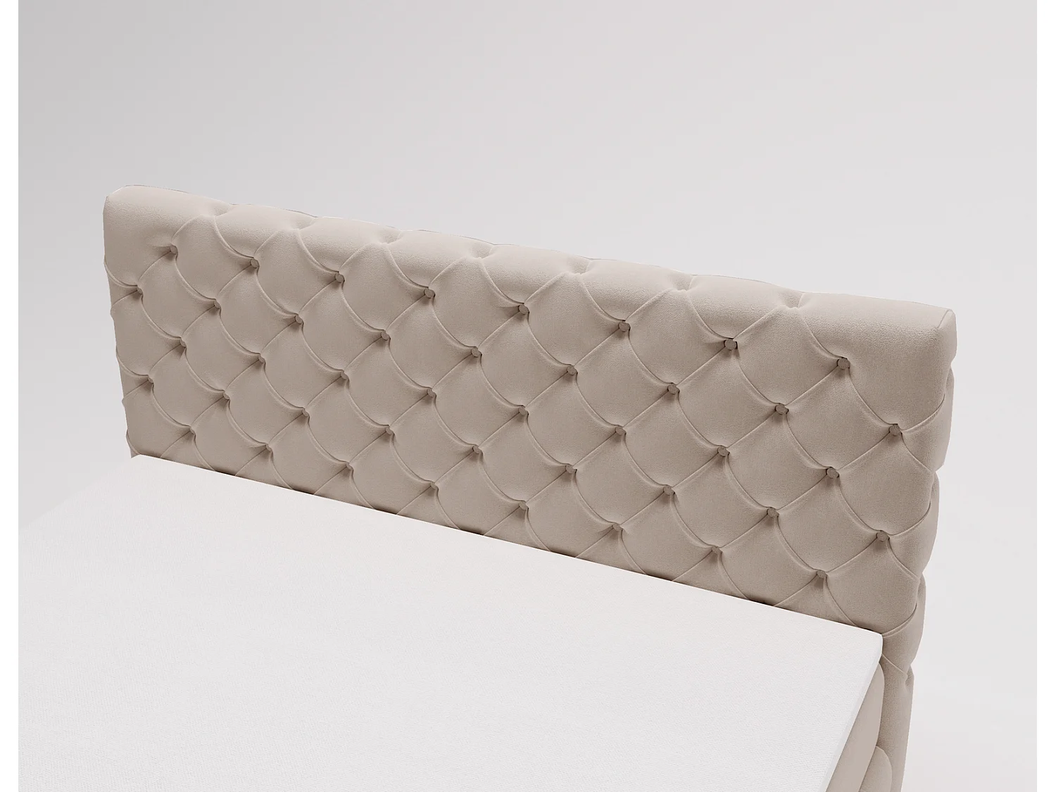 Gestoffeerd bed met matras 140x200 Royal - bed 140x200 met opbergruimte, topper, beige (Royal Velvet 3)