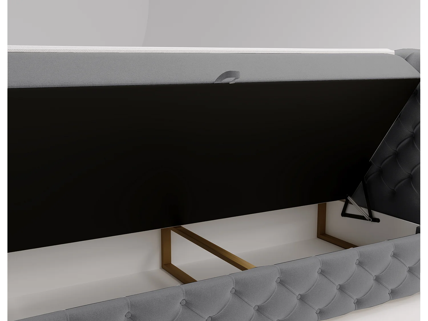 Emporius Royal łóżko z materacem 180x200 z pojemnikiem - łóżko kontynentalne 180x200 cm pikowane, chesterfield, glamour - tkanina aksamitna, szary (Royal Velvet 20)