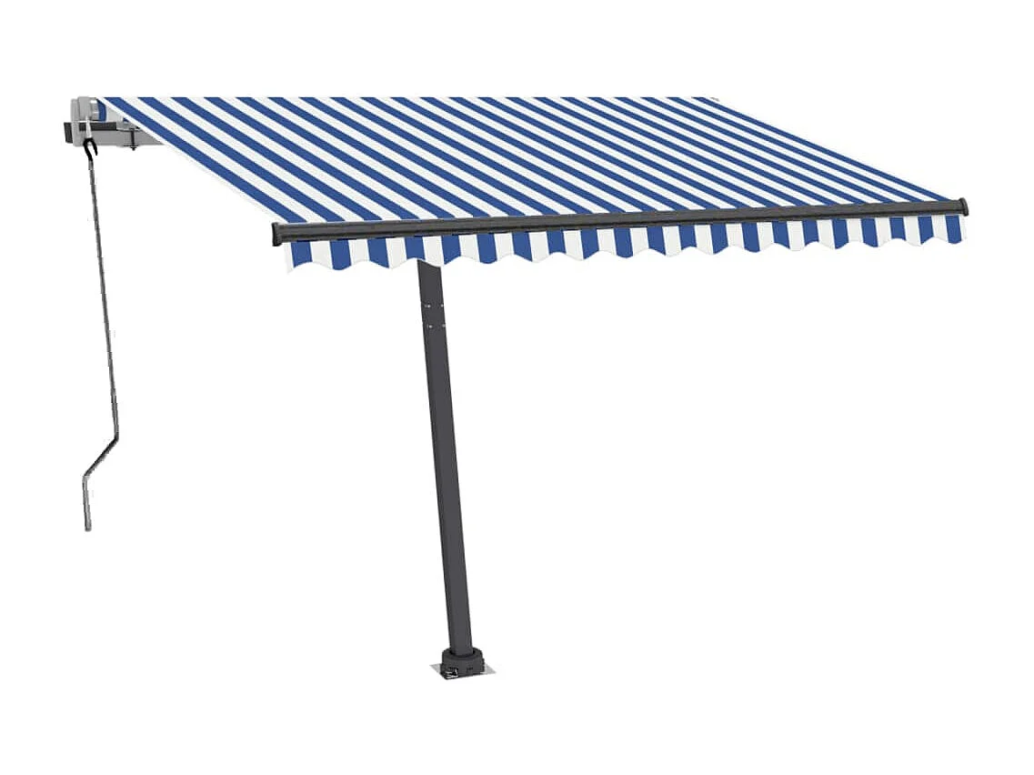 Sensor de vento automático para toldo/LED 300x250 cm Azul e branco