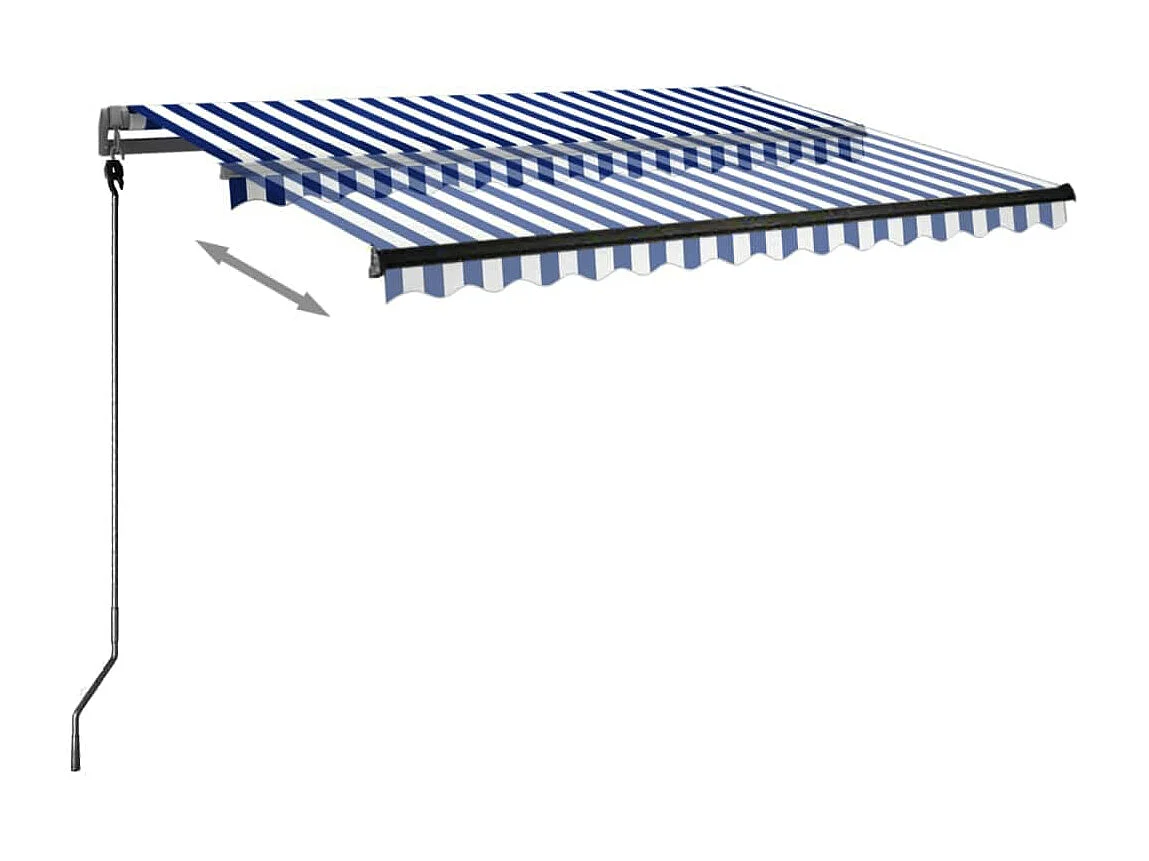 Sensor de vento automático para toldo/LED 300x250 cm Azul e branco