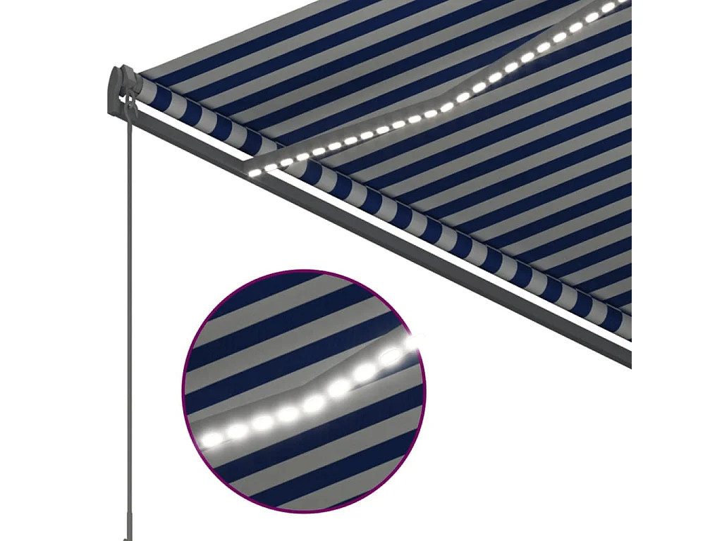 Sensor de vento automático para toldo/LED 300x250 cm Azul e branco