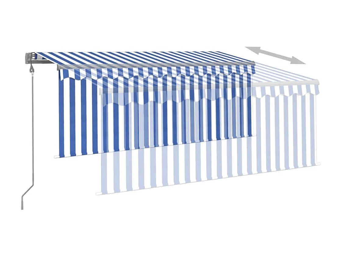Automatische Markise mit Jalousie 3,5x2,5 m Blau Weiß