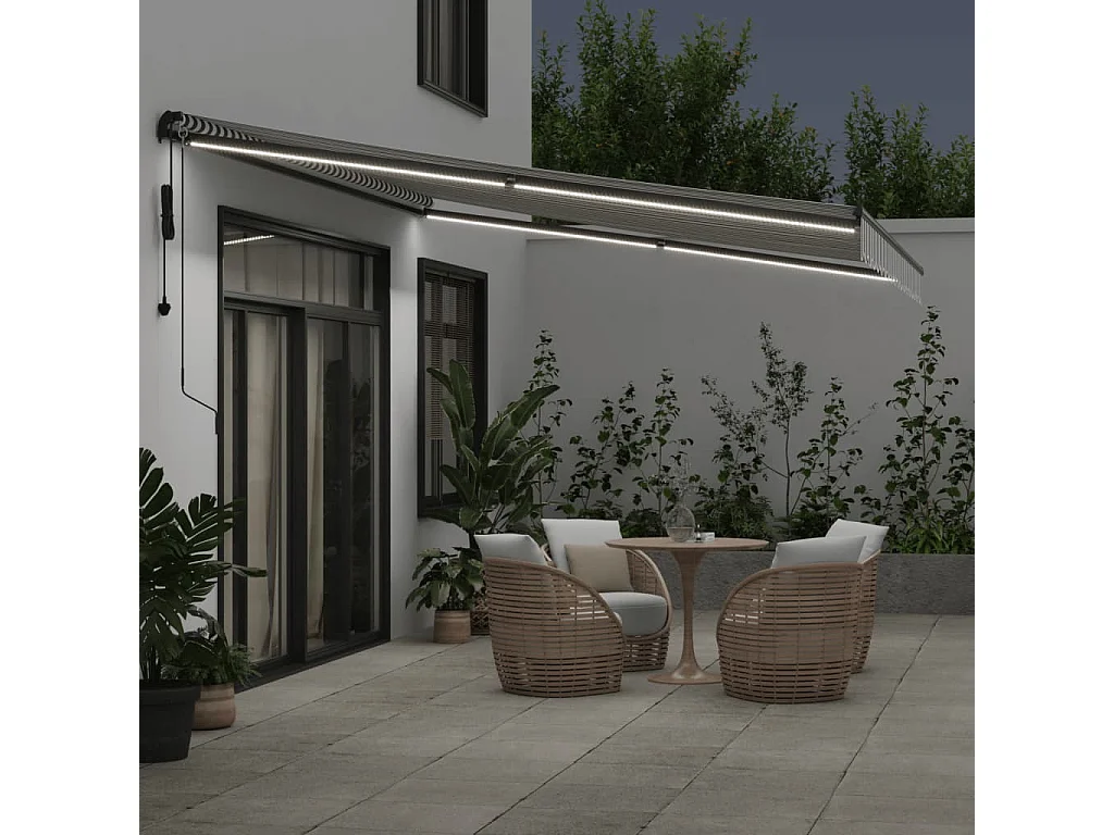 Toldo retrátil automático com LED antracite e branco