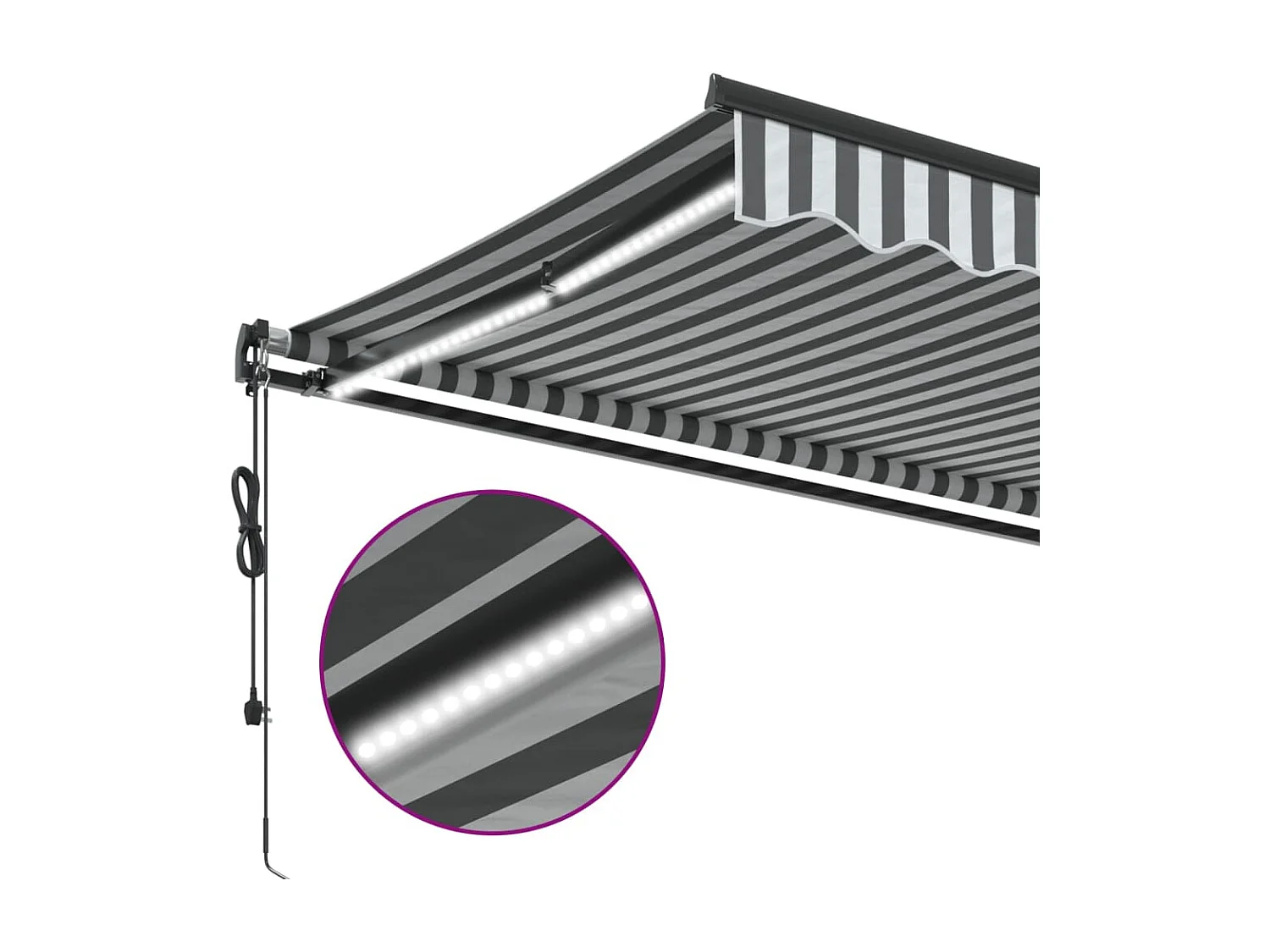 Toldo retrátil automático com LED antracite e branco
