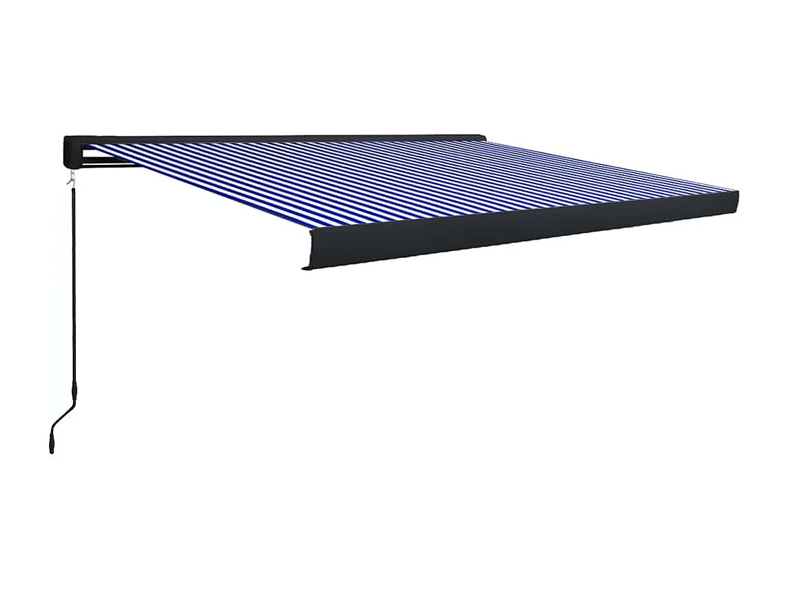 Tenda a cassonetto manuale 350x250 cm Blu e bianco