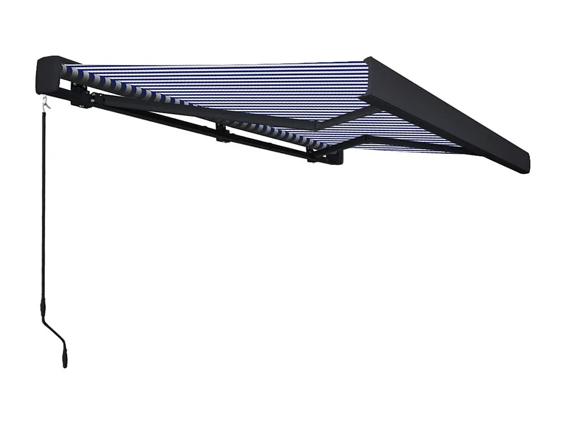 Tenda a cassonetto manuale 350x250 cm Blu e bianco