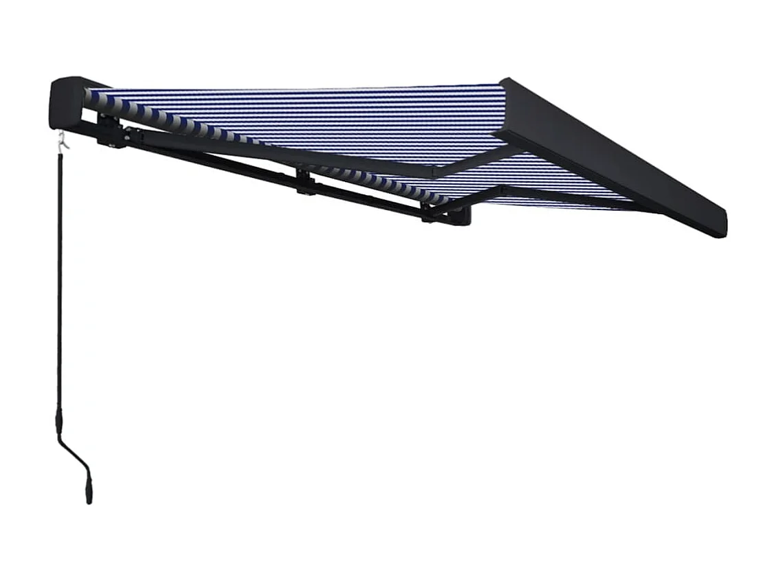 Tenda a cassonetto manuale 350x250 cm Blu e bianco