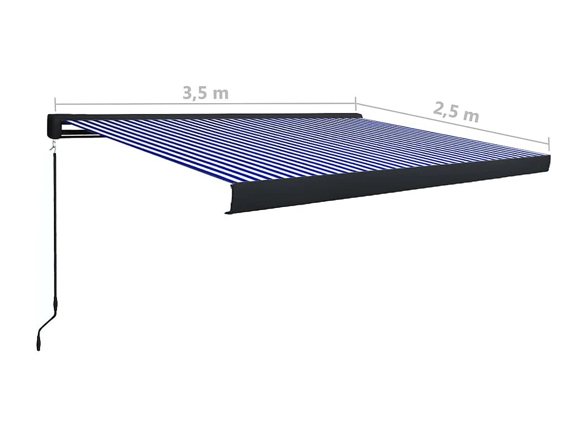 Tenda a cassonetto manuale 350x250 cm Blu e bianco