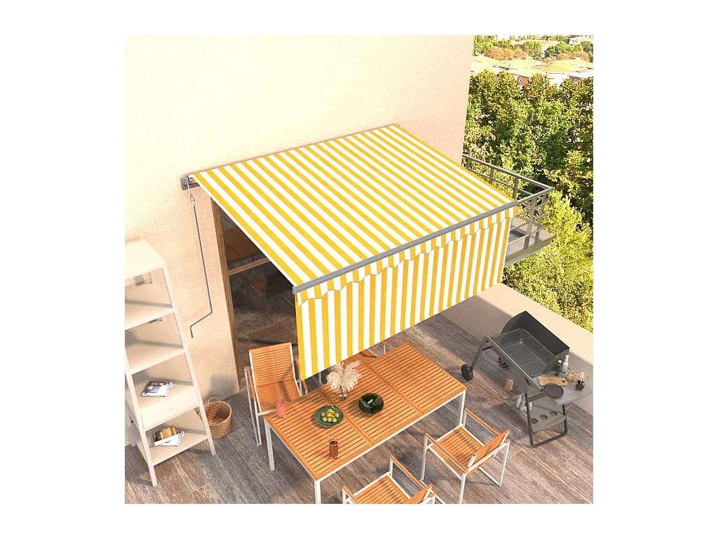 Toldo retrátil automático com persiana 3,5x2,5 m Amarelo branco