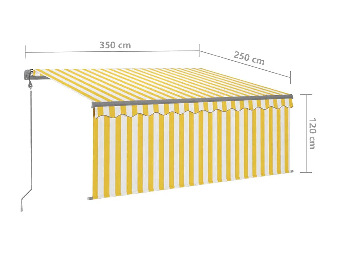 Toldo retrátil automático com persiana 3,5x2,5 m Amarelo branco