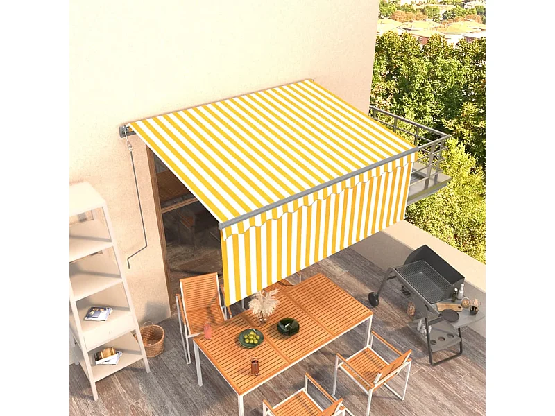 Toldo retrátil automático com persiana 3,5x2,5 m Amarelo branco