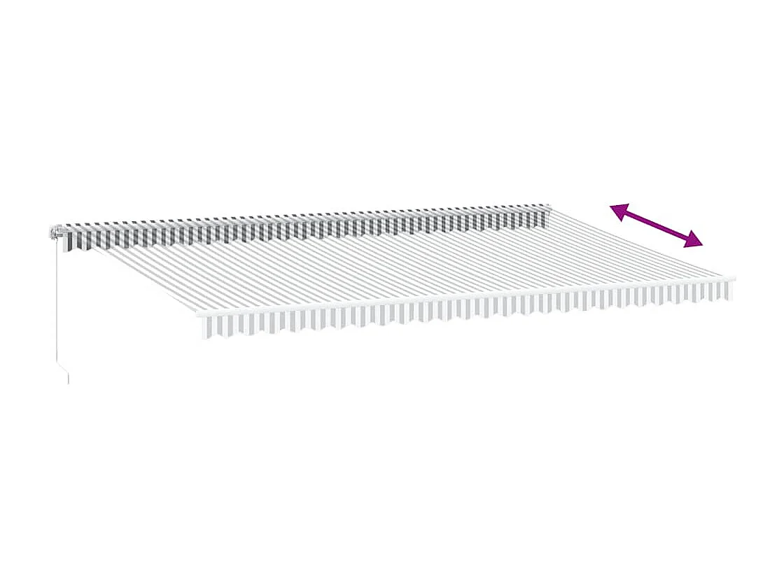 Toldo retráctil manual antracita y blanco 600x300 cm