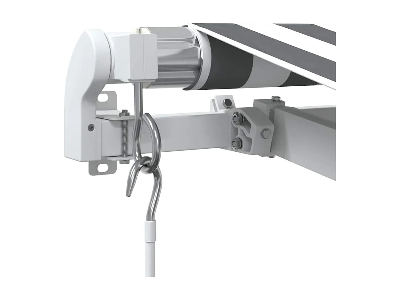 Toldo retráctil manual antracita y blanco 600x300 cm