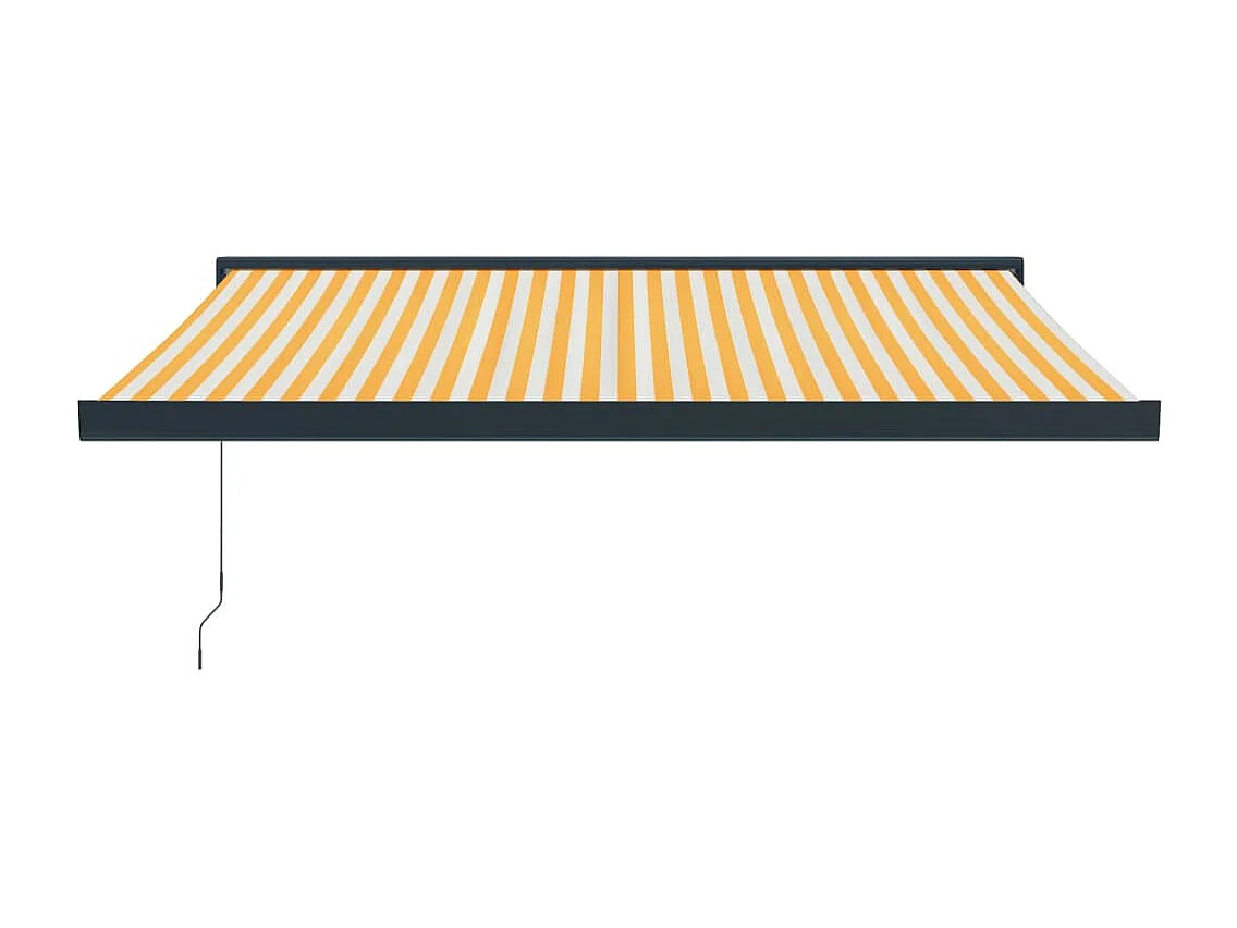 Auvent rétractable jaune et blanc 3,5x2,5 m tissu et aluminium