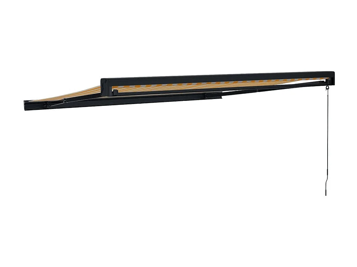 Auvent rétractable jaune et blanc 3,5x2,5 m tissu et aluminium