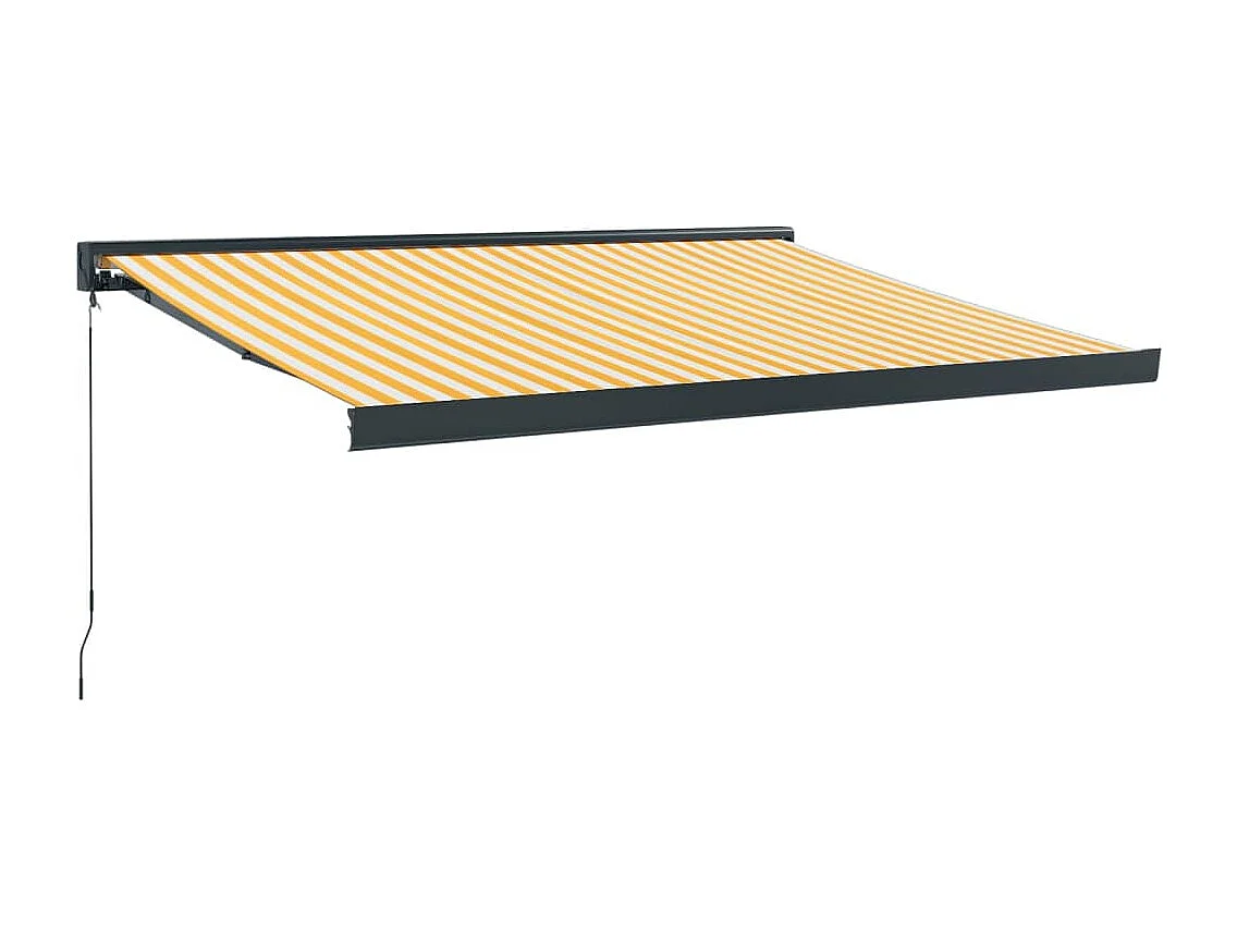 Auvent rétractable jaune et blanc 3,5x2,5 m tissu et aluminium