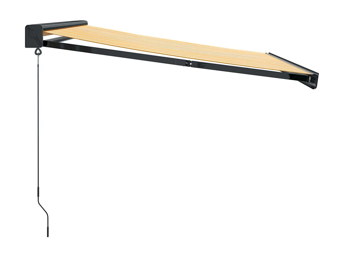 Auvent rétractable jaune et blanc 3,5x2,5 m tissu et aluminium