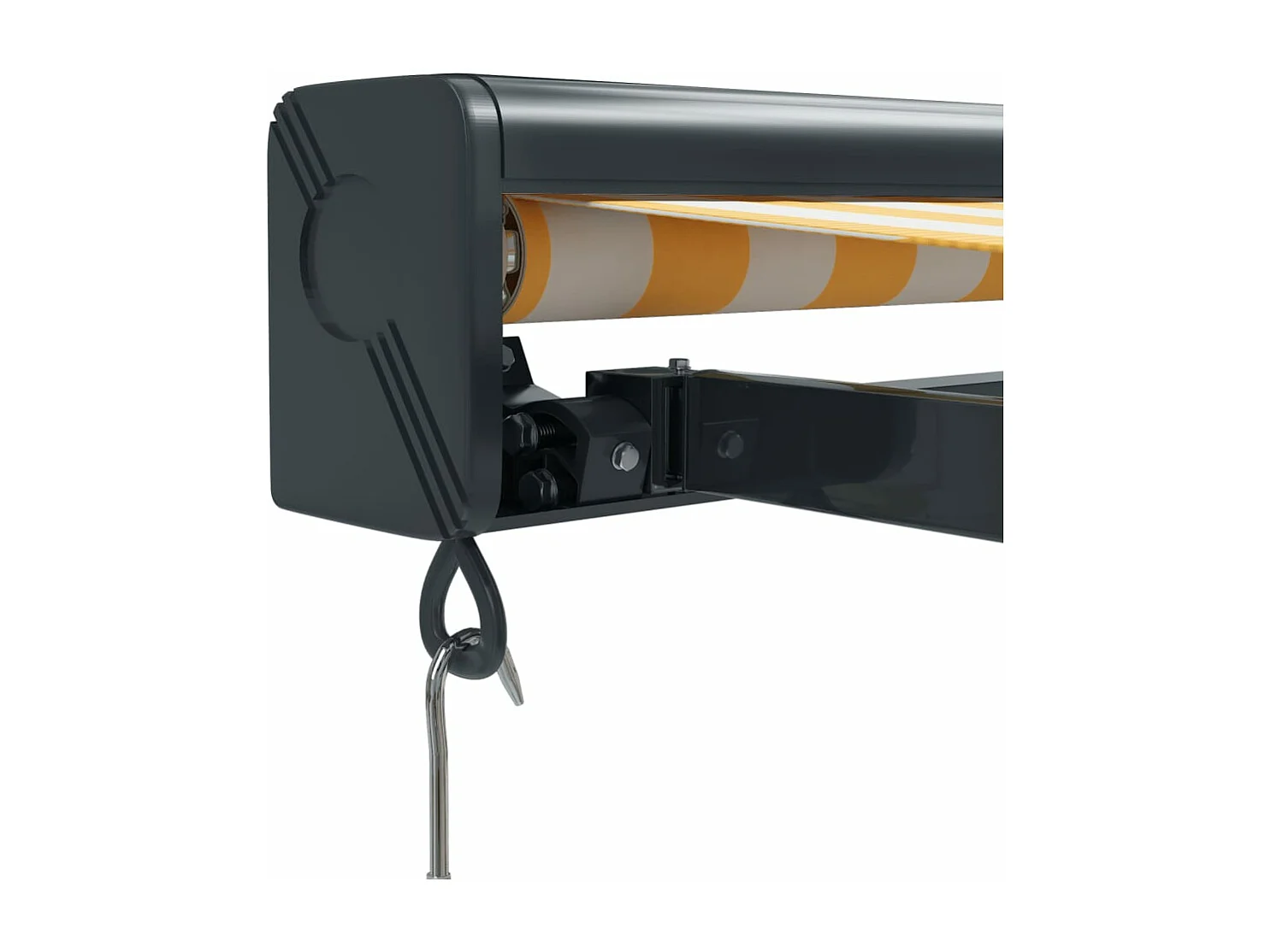 Auvent rétractable jaune et blanc 3,5x2,5 m tissu et aluminium