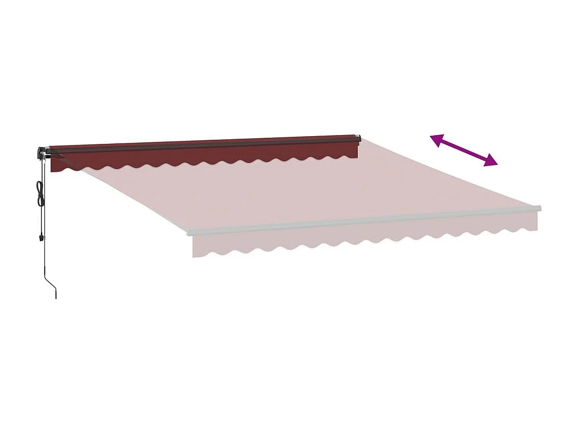 Toldo retrátil automático com LED bordô 400x350 cm