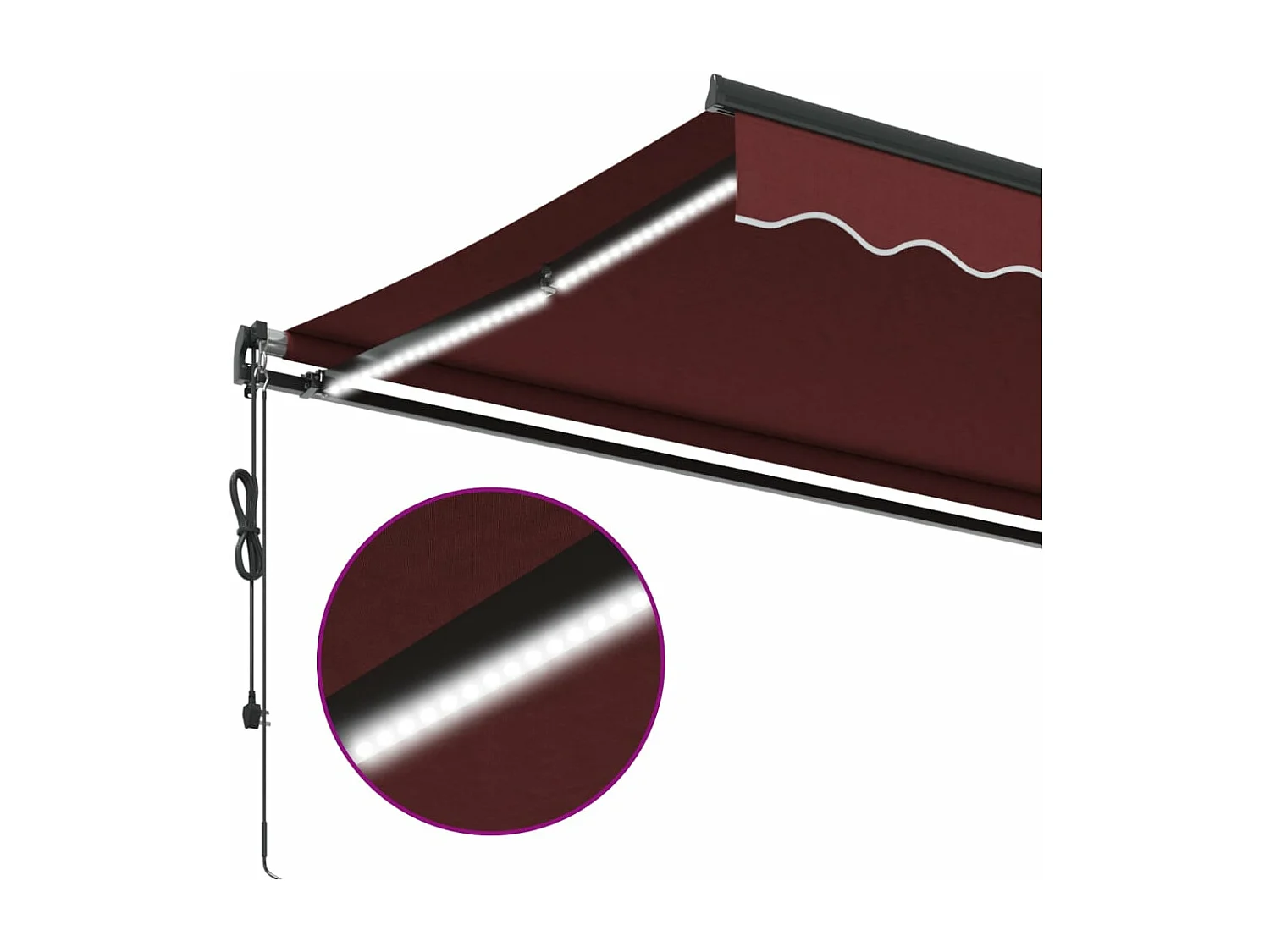 Toldo retrátil automático com LED bordô 400x350 cm