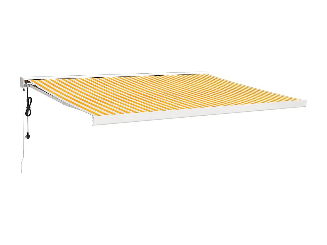 Auvent rétractable jaune et blanc 4,5x3 m tissu et aluminium